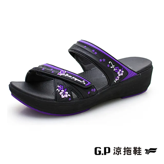 G.P(女)高臺優雅厚底拖鞋 女鞋-藍白(另有桃黑、紫黑) 歷史價格詳細信息