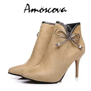 【Amoscova】尖頭短筒靴155-2-絨面米 歷史價格詳細信息