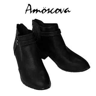 【Amoscova】女靴 黑白拚色馬汀靴 短筒英倫風機車靴 厚底靴 低筒靴 女鞋(1668)-黑色 歷史價格詳細信息