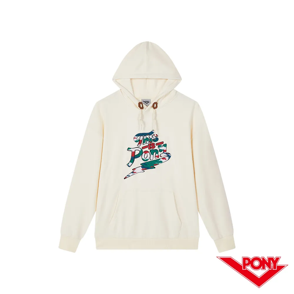 【PONY】長袖帽T 潮流落肩剪裁 無抽繩拉鍊設計 女 簡約色-兩色(清新大學風配色) 歷史價格詳細信息