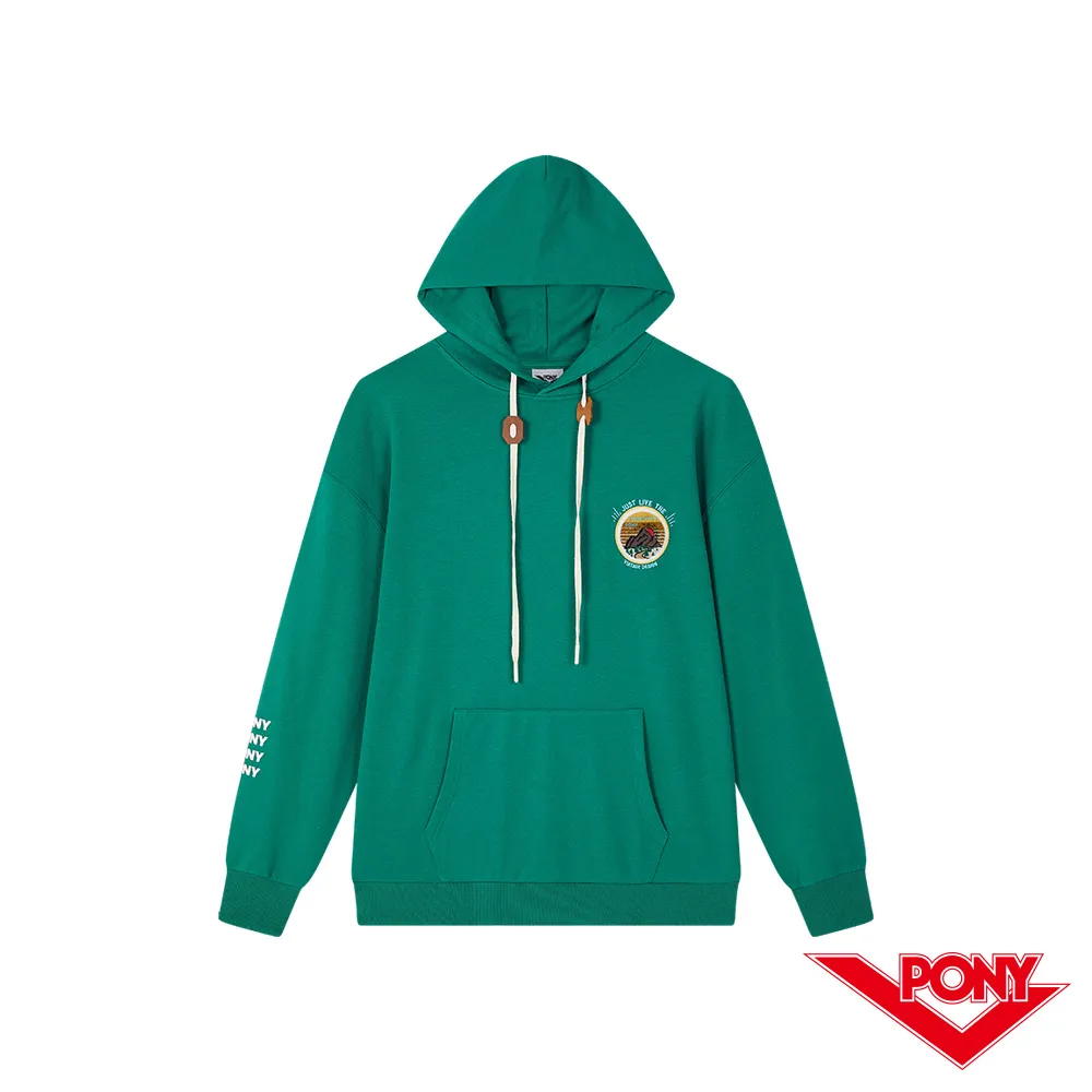 【PONY】長袖帽T 潮流落肩剪裁 無抽繩拉鍊設計 女 簡約色-兩色(清新大學風配色) 歷史價格詳細信息