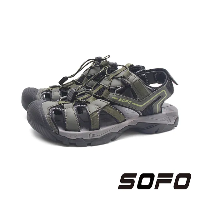 SOFO(男)水陸溯溪魔鬼氈運動休閒護趾涼鞋 男鞋-黑 歷史價格詳細信息