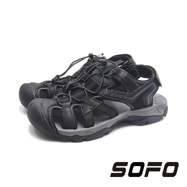 SOFO(男)水陸溯溪魔鬼氈運動休閒護趾涼鞋 男鞋-黑 歷史價格詳細信息