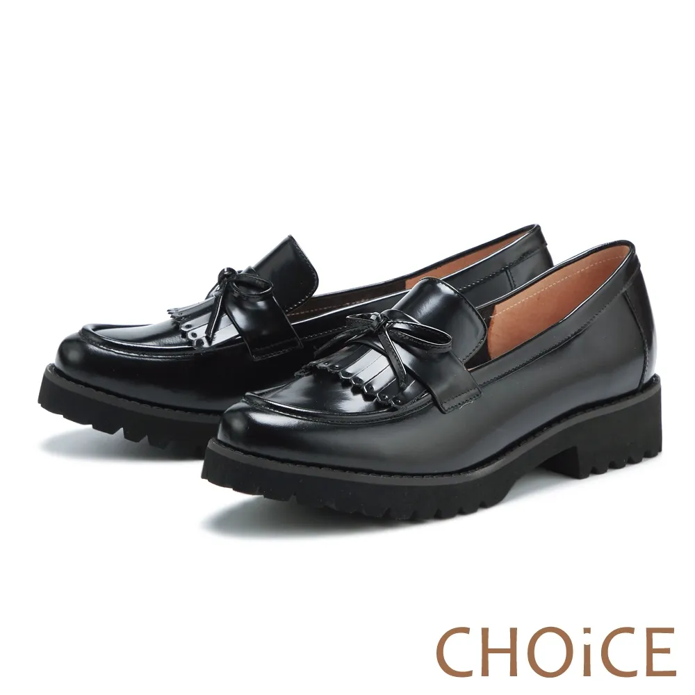 【CHOiCE】復古牛皮金屬扣環鬆糕樂福鞋(黑色) 歷史價格詳細信息