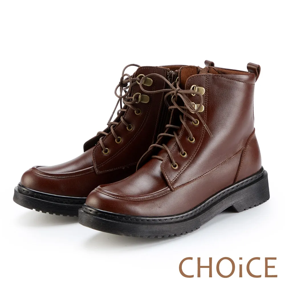 【CHOiCE】消光牛皮綁帶帥氣短靴(黑色) 歷史價格詳細信息