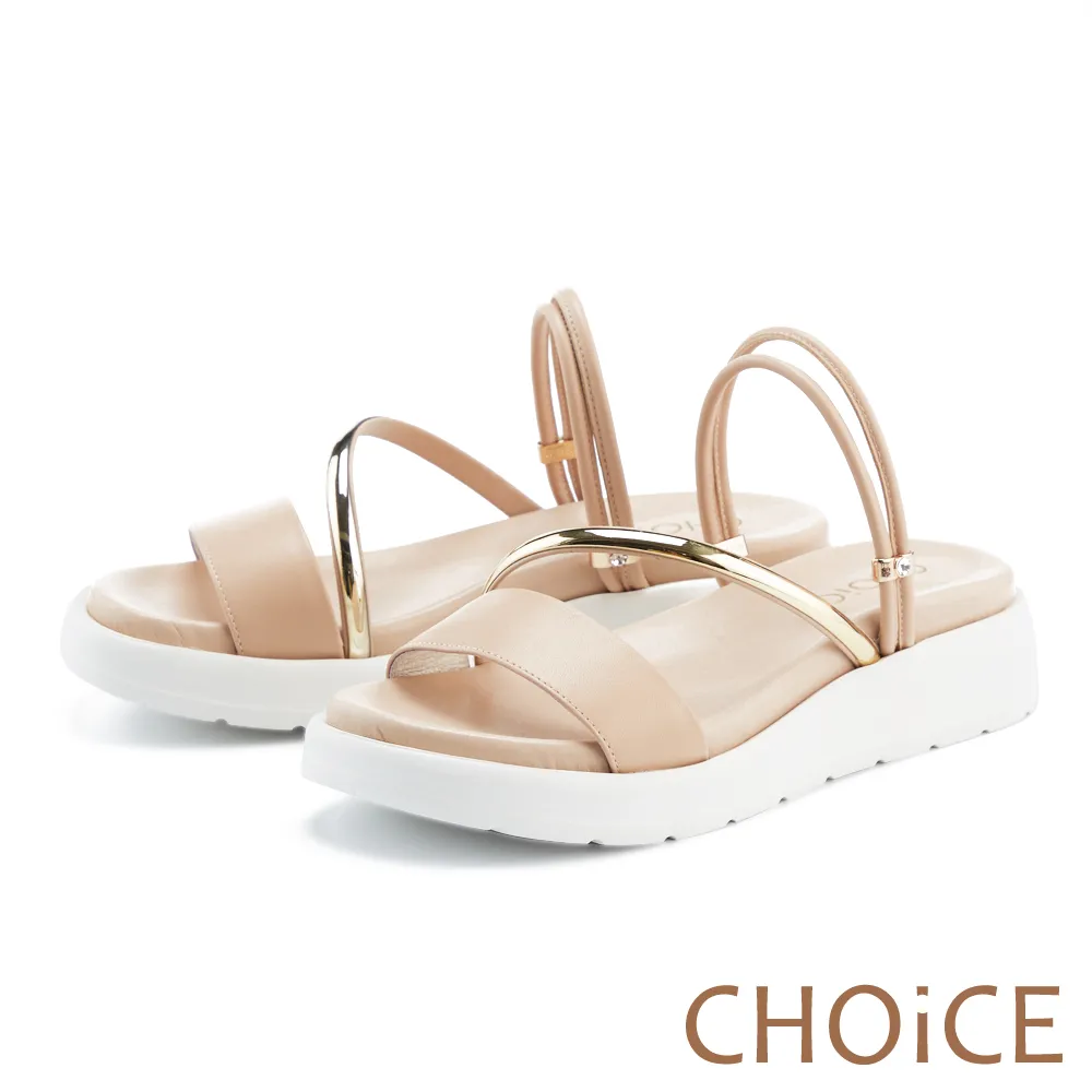 CHOiCE 素面牛皮綁帶厚底高筒休閒鞋 米色 歷史價格詳細信息