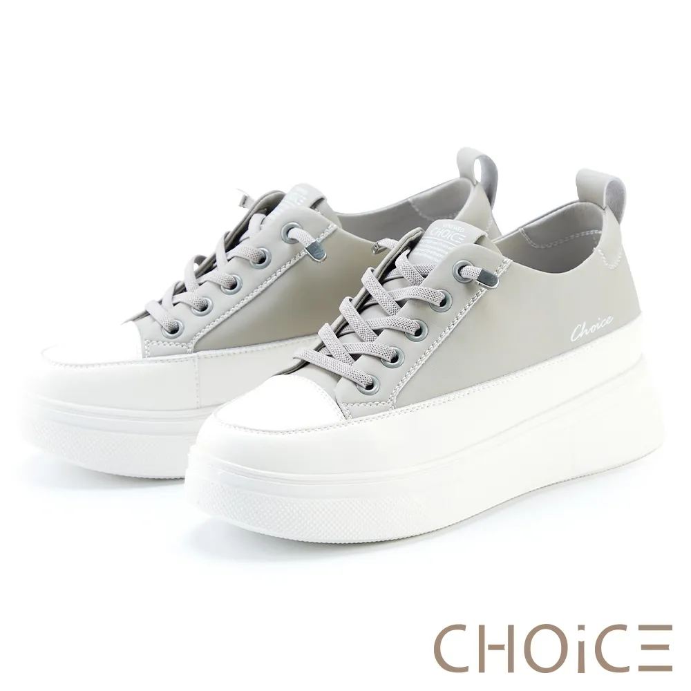 【CHOiCE】真皮免綁帶厚底兩穿休閒鞋(米白) 歷史價格詳細信息