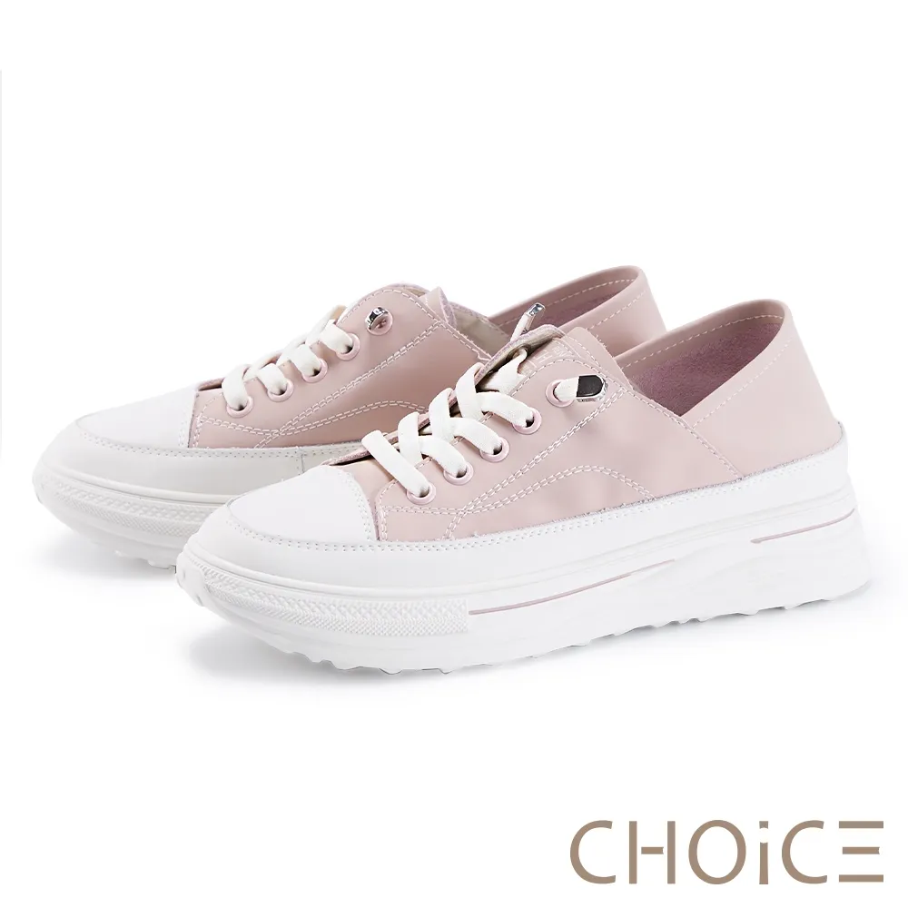 【CHOiCE】真皮免綁帶厚底兩穿休閒鞋(米白) 歷史價格詳細信息