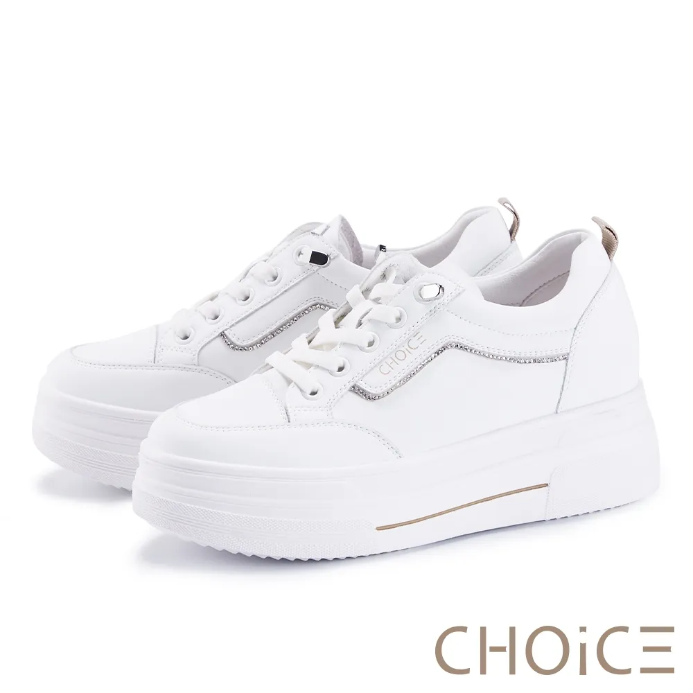 【CHOiCE】白鑽鬆緊小皮帶設計真皮休閒鞋(黑色) 歷史價格詳細信息