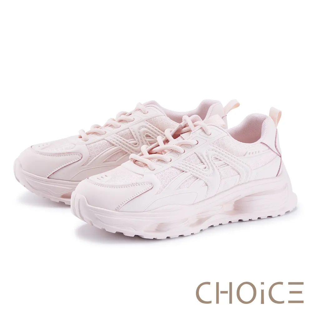 【CHOiCE】厚底綁帶牛皮拼接老爹鞋(黑色) 歷史價格詳細信息