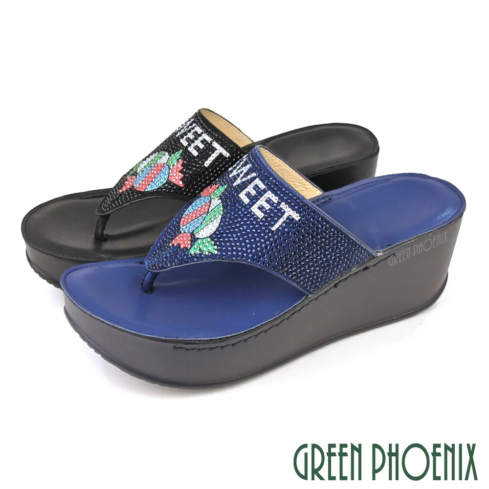 【GREEN PHOENIX】女 拖鞋 厚底 楔型 輕量 水鑽 透膚紗網 韓國製 U60-21891 歷史價格詳細信息
