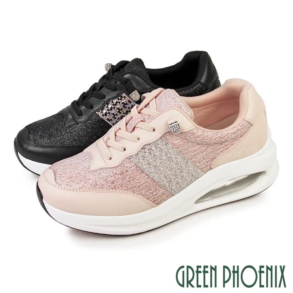 【GREEN PHOENIX 波兒德】彈力吸震雙彩飛編綁帶厚底氣墊運動休閒鞋U25-22551 歷史價格詳細信息