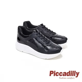 Piccadilly 寬帶素面皮革彈性休閒 坡跟涼鞋 黑(另有米白) 歷史價格詳細信息