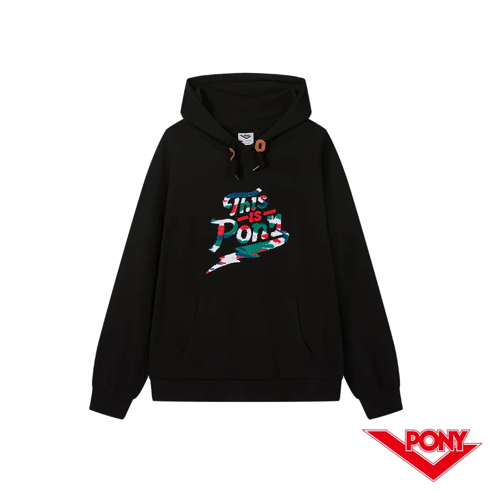 【PONY】長袖帽T 潮流落肩剪裁 無抽繩拉鍊設計 女 簡約色-兩色(清新大學風配色) 歷史價格詳細信息