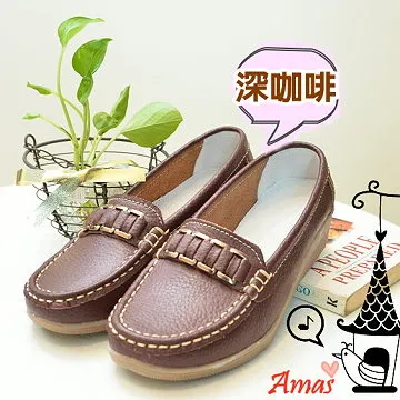 ＊Amas＊牛皮素面莫卡辛低跟鞋懶人鞋豆豆鞋＊紅色【WH819】 歷史價格詳細信息