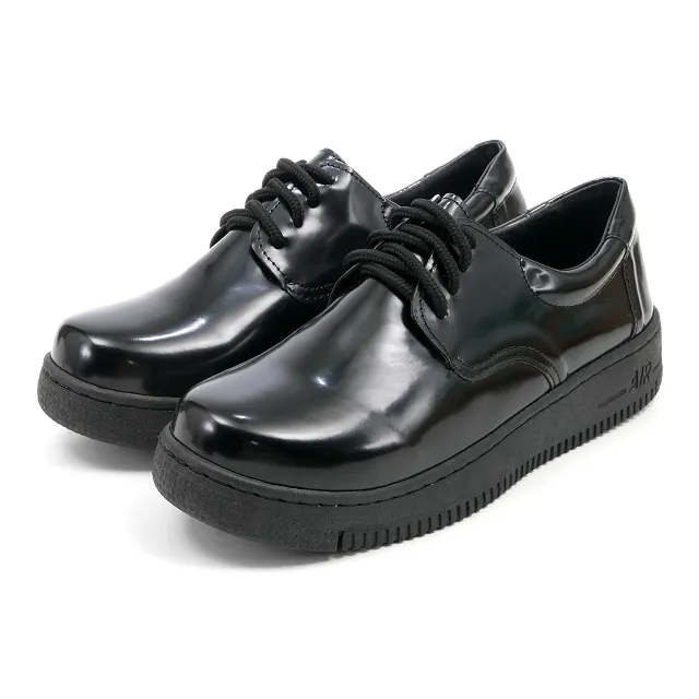 【101玩Shoes】MIT英倫學院風格綁帶厚底學生鞋黑色皮鞋-黑色/黑亮 36-40碼 歷史價格詳細信息