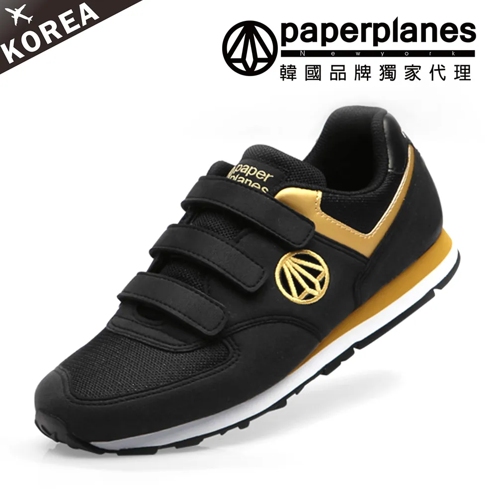 【PAPERPLANES韓國休閒鞋】正韓空運。舒適拼接魔鬼氈情侶氣墊運動鞋(7-1408大黑/現+預) 歷史價格詳細信息