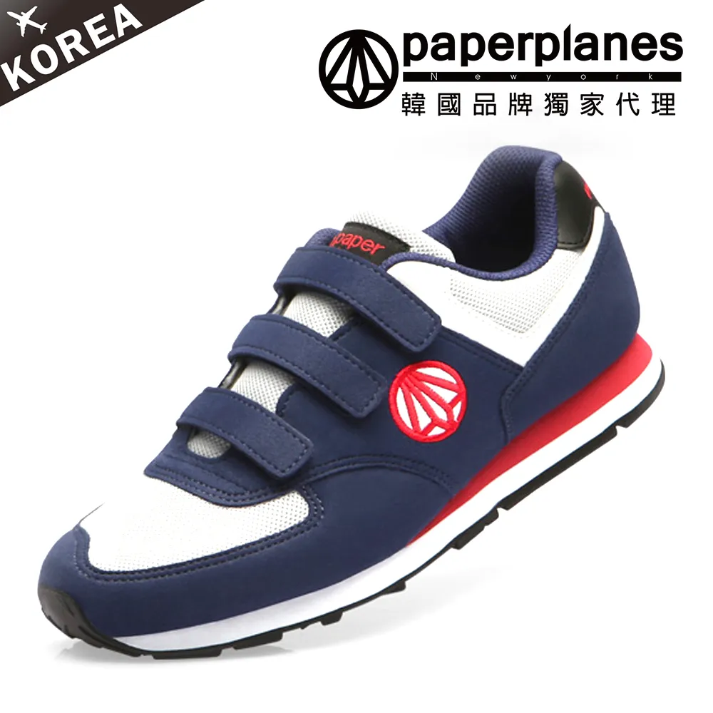 【PAPERPLANES韓國休閒鞋】正韓空運。舒適拼接魔鬼氈情侶氣墊運動鞋(7-1408大黑/現+預) 歷史價格詳細信息