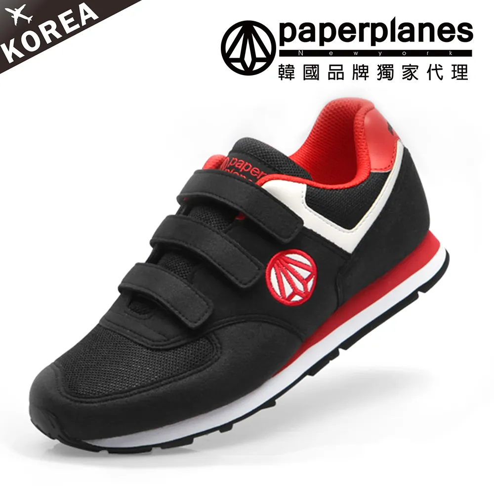 【PAPERPLANES韓國休閒鞋】正韓空運。舒適拼接魔鬼氈情侶氣墊運動鞋(7-1408大黑/現+預) 歷史價格詳細信息