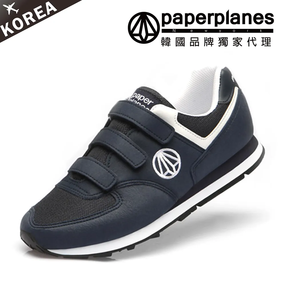 【PAPERPLANES韓國休閒鞋】正韓空運。舒適拼接魔鬼氈情侶氣墊運動鞋(7-1408大黑/現+預) 歷史價格詳細信息