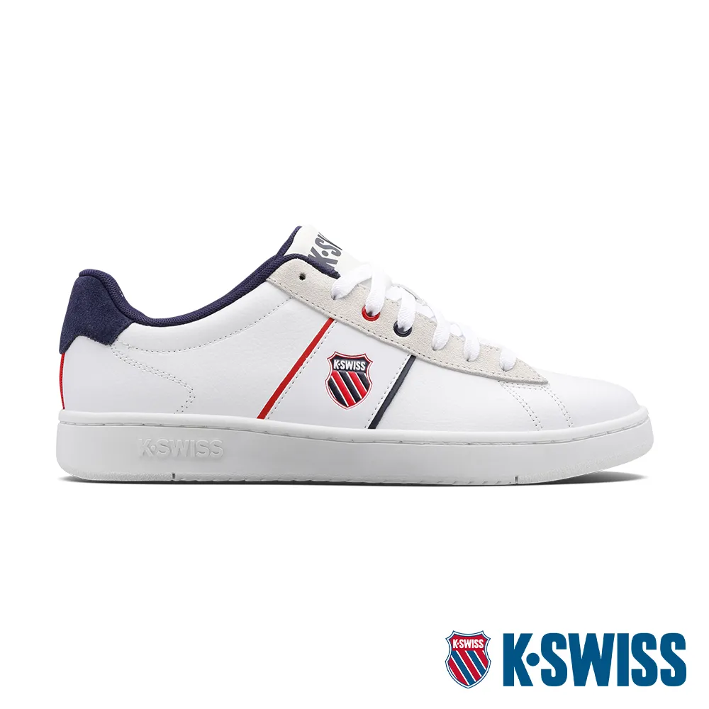 K-swiss COURT 紅白藍 皮革 休閒 運動鞋 女款 NO.J1151【新竹皇家 95585-130】 歷史價格詳細信息