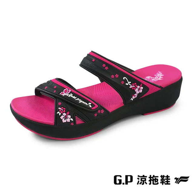 G.P(女)高臺優雅厚底拖鞋 女鞋-藍白(另有桃黑、紫黑) 歷史價格詳細信息