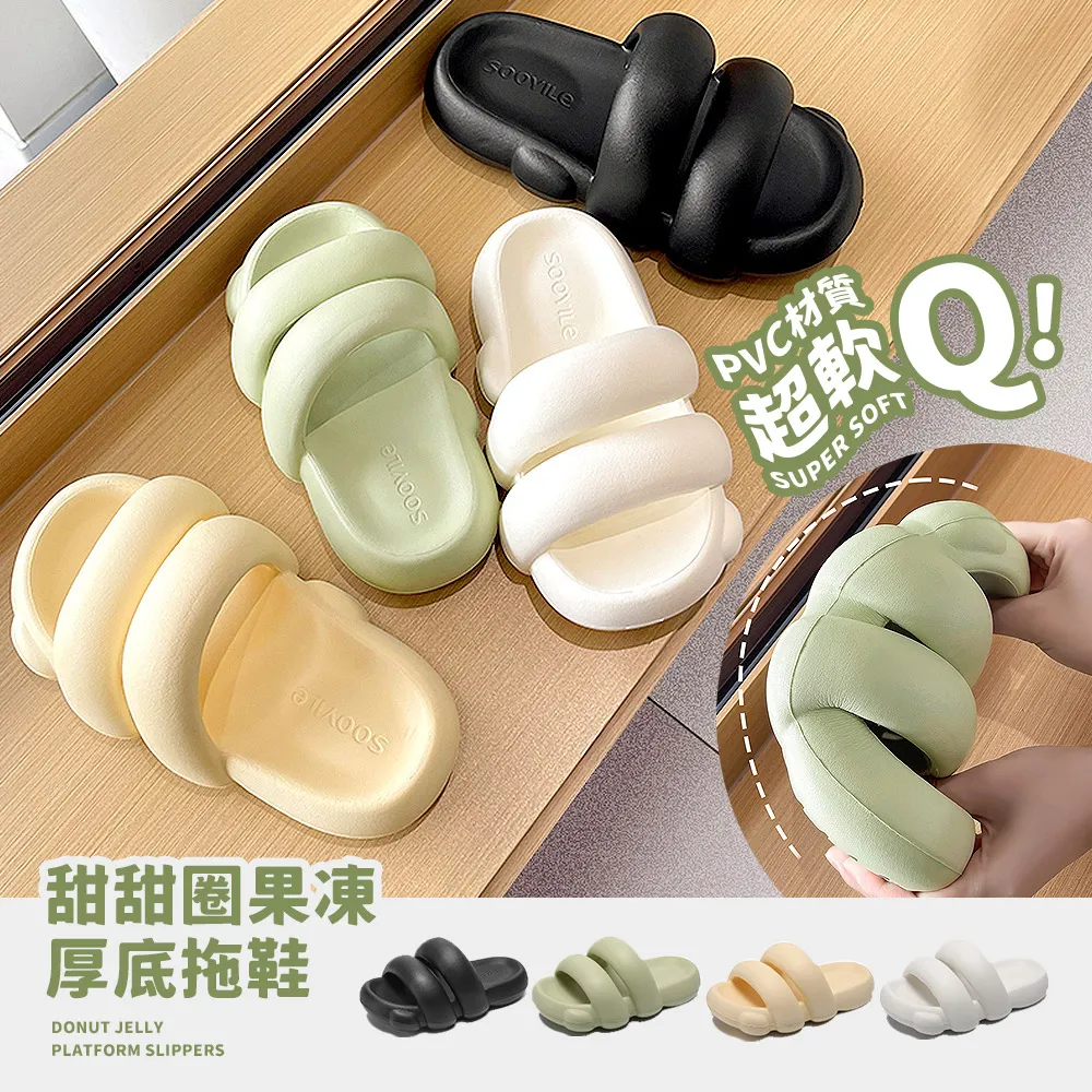 【Mr.box】甜甜圈果凍厚底拖鞋-五入一組/尺寸顏色務必備註 歷史價格詳細信息