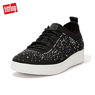 【FitFlop】RALLY OMBRE-CRYSTAL KNIT TRAINERS運動風繫帶休閒鞋-女(黑色) 歷史價格詳細信息