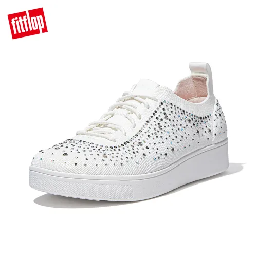 【FitFlop】RALLY OMBRE-CRYSTAL KNIT TRAINERS運動風繫帶休閒鞋-女(黑色) 歷史價格詳細信息