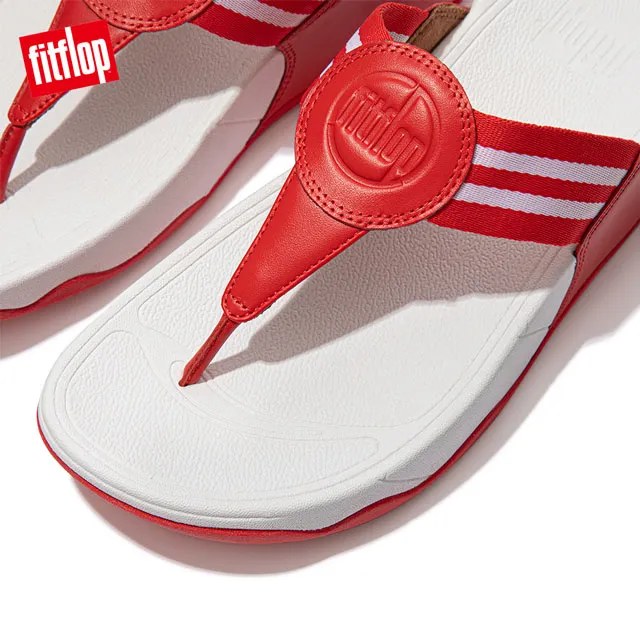 【FitFlop】WALKSTAR FINESTRIPE WEBBING TOE-POST SANDALS經典復刻LOGO夾腳涼鞋-女(珊瑚橙色) 歷史價格詳細信息