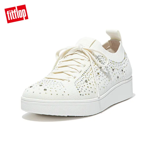 【FitFlop】RALLY OMBRE-CRYSTAL KNIT TRAINERS運動風繫帶休閒鞋-女(黑色) 歷史價格詳細信息