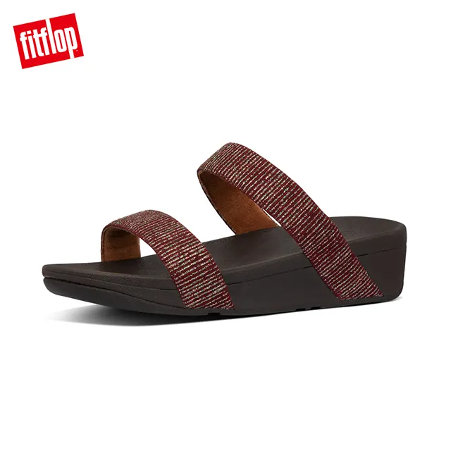 【FitFlop】LOTTIE GLITTER STRIPE BACK-STRAP SANDALS金屬後帶涼鞋-女栗色 歷史價格詳細信息