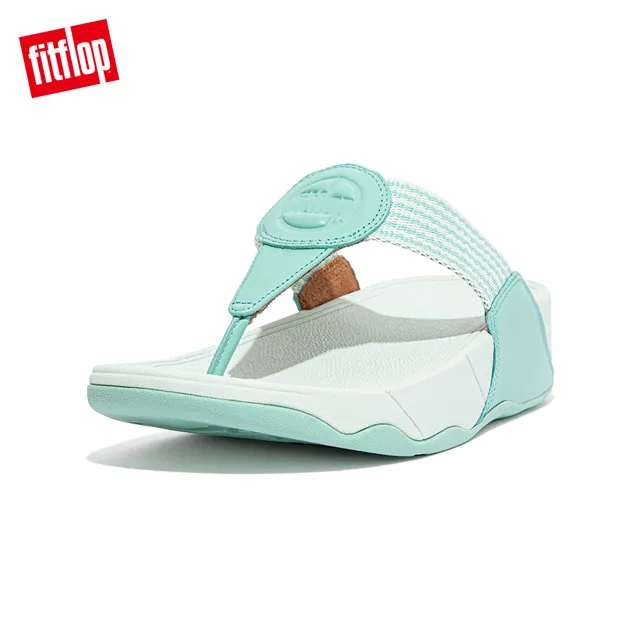 【FitFlop】WALKSTAR FINESTRIPE WEBBING TOE-POST SANDALS經典復刻LOGO夾腳涼鞋-女(珊瑚橙色) 歷史價格詳細信息