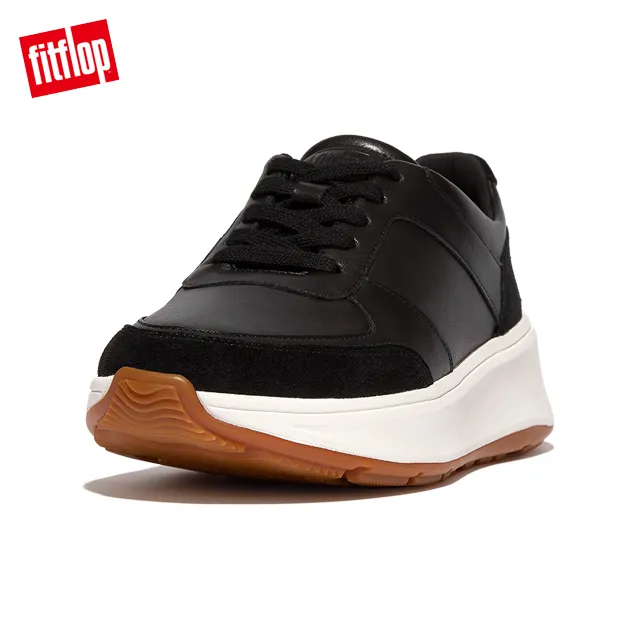 【FitFlop】F-MODE LEATHER/SUEDE FLATFORM SNEAKERS運動風厚底繫帶休閑鞋-女(黑色) 價格比較,價格查詢,歷史價格詳細信息
