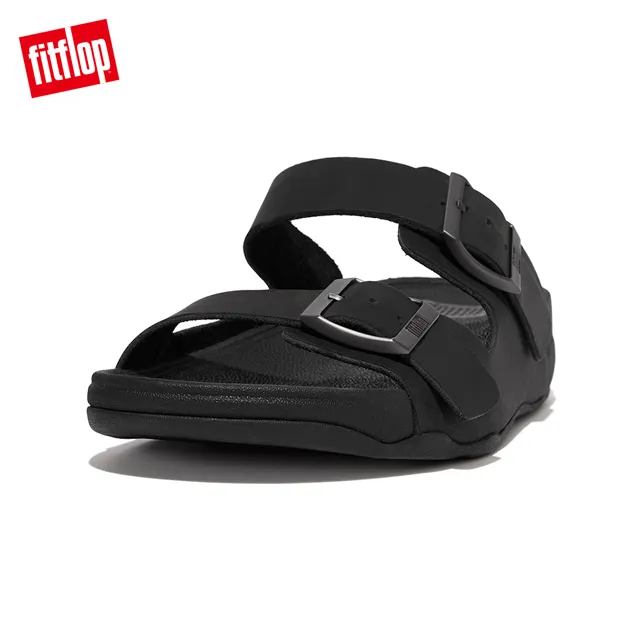 【FitFlop】GOGH MOC SLIDE IN LEATHER可調式皮革雙帶涼鞋-男(深褐色) 歷史價格詳細信息