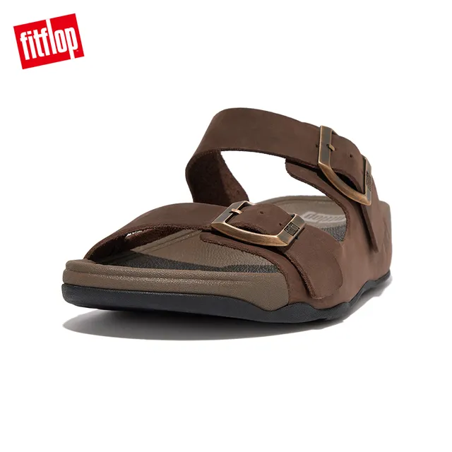 【FitFlop】GOGH MOC SLIDE IN LEATHER可調式皮革雙帶涼鞋-男(深褐色) 歷史價格詳細信息