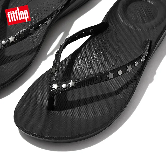 【FitFlop】IQUSHION STAR-STUD ERGONOMIC FLIP-FLOPS人體工學涼鞋-女(米色) 歷史價格詳細信息