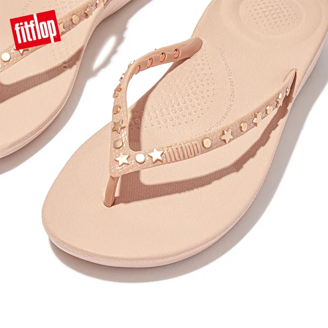 【FitFlop】IQUSHION STAR-STUD ERGONOMIC FLIP-FLOPS人體工學涼鞋-女(米色) 歷史價格詳細信息