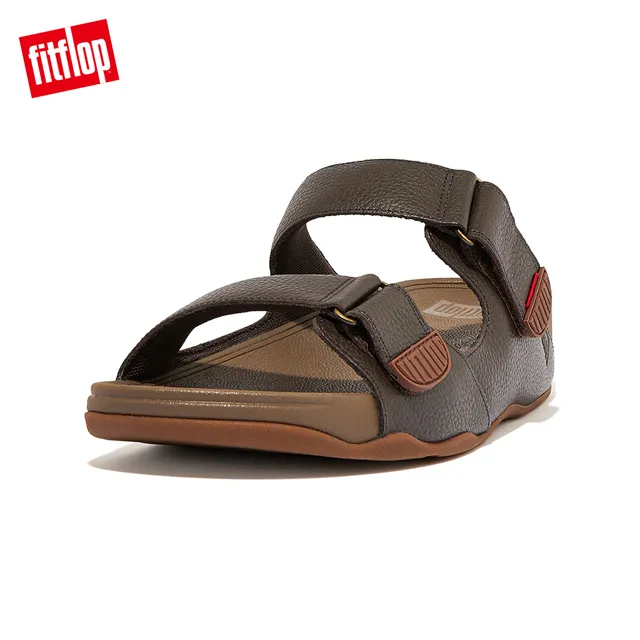 【FitFlop】GOGH MOC SLIDE IN LEATHER可調式皮革雙帶涼鞋-男(深褐色) 歷史價格詳細信息
