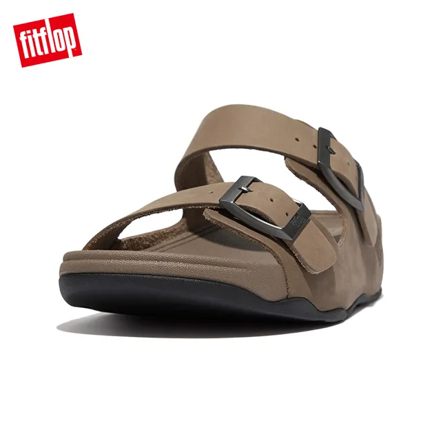 【FitFlop】GOGH MOC SLIDE IN LEATHER可調式皮革雙帶涼鞋-男(深褐色) 歷史價格詳細信息