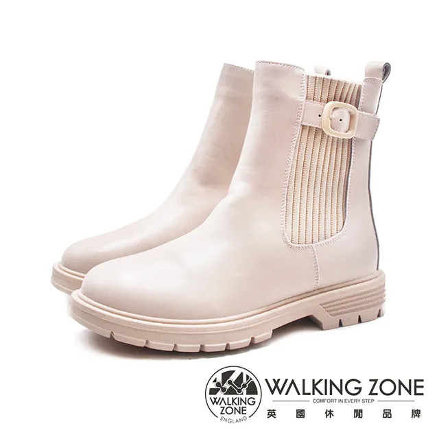 WALKING ZONE(女)甜美百搭中筒短靴 女鞋-米白 歷史價格詳細信息