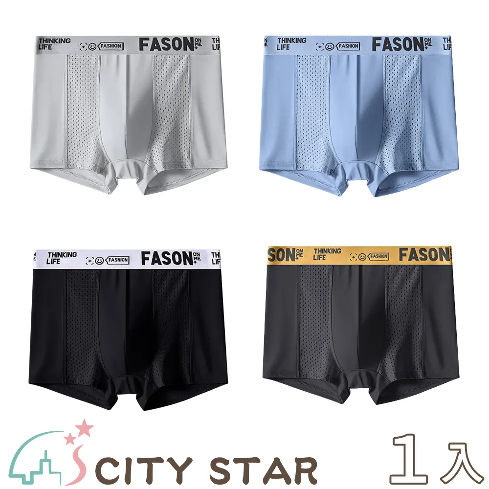 【CITY STAR】冰絲網孔織帶無痕四角男內褲L-4XL(4件/入) 歷史價格詳細信息