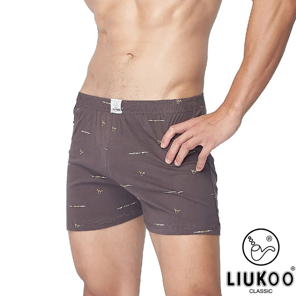 【LIUKOO煙斗牌】絲光棉射標彈性平口褲-丈青 歷史價格詳細信息