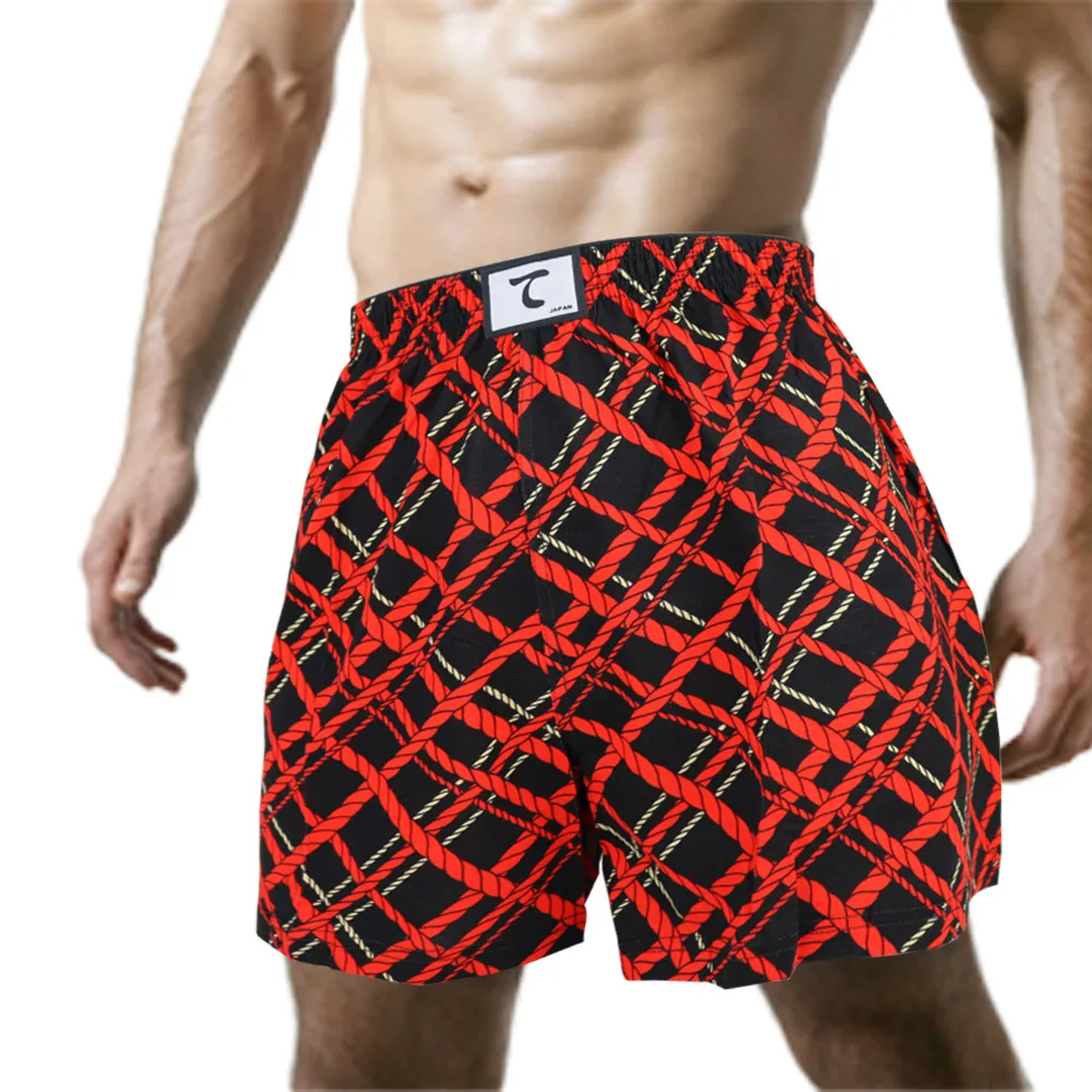 【天皇】舒適悠閒-典藏網格平口褲-紅黑 歷史價格詳細信息