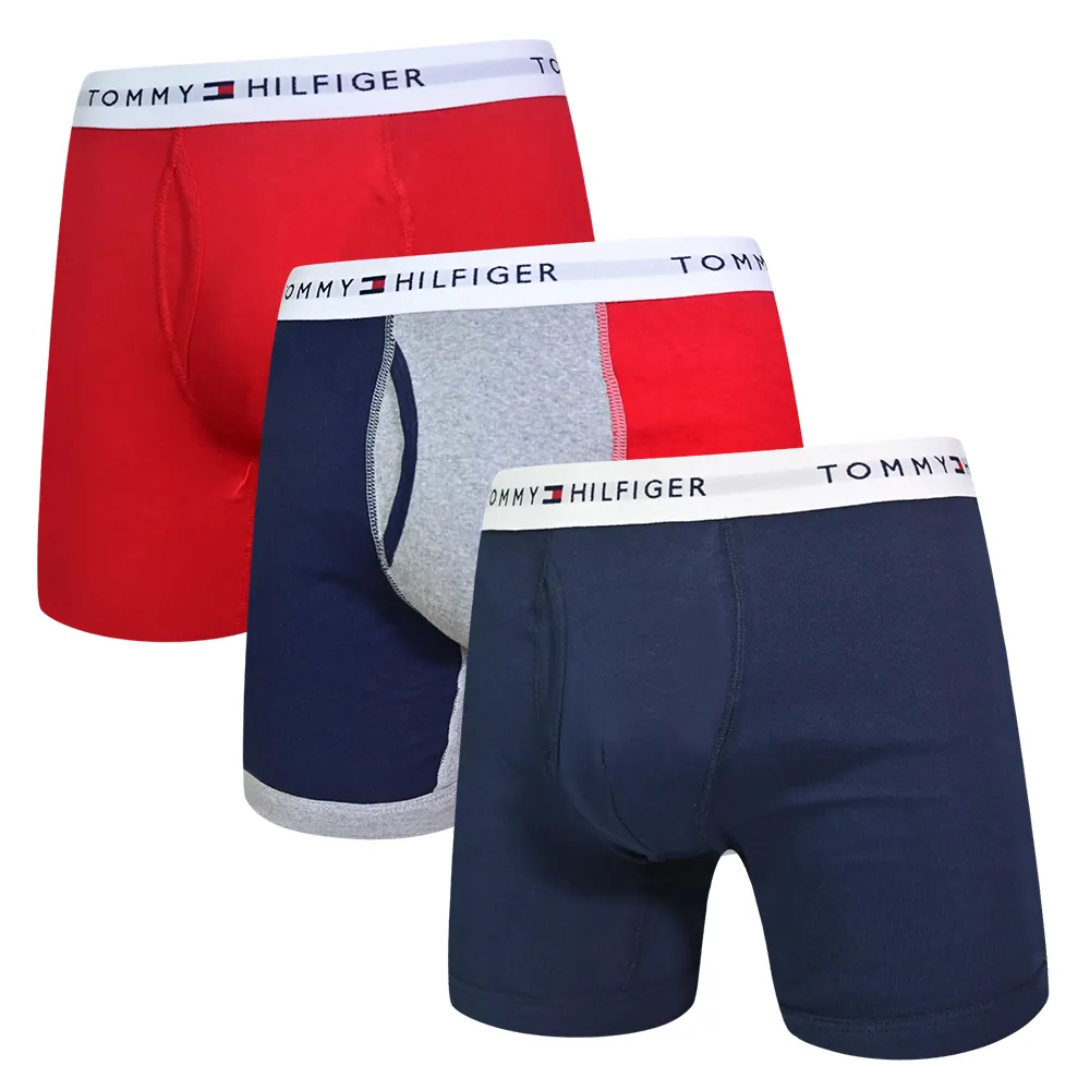 【Tommy Hilfiger】男內褲 3件組 純棉 四角內褲(長版貼身 寶藍+灰+黑 3件組) 歷史價格詳細信息