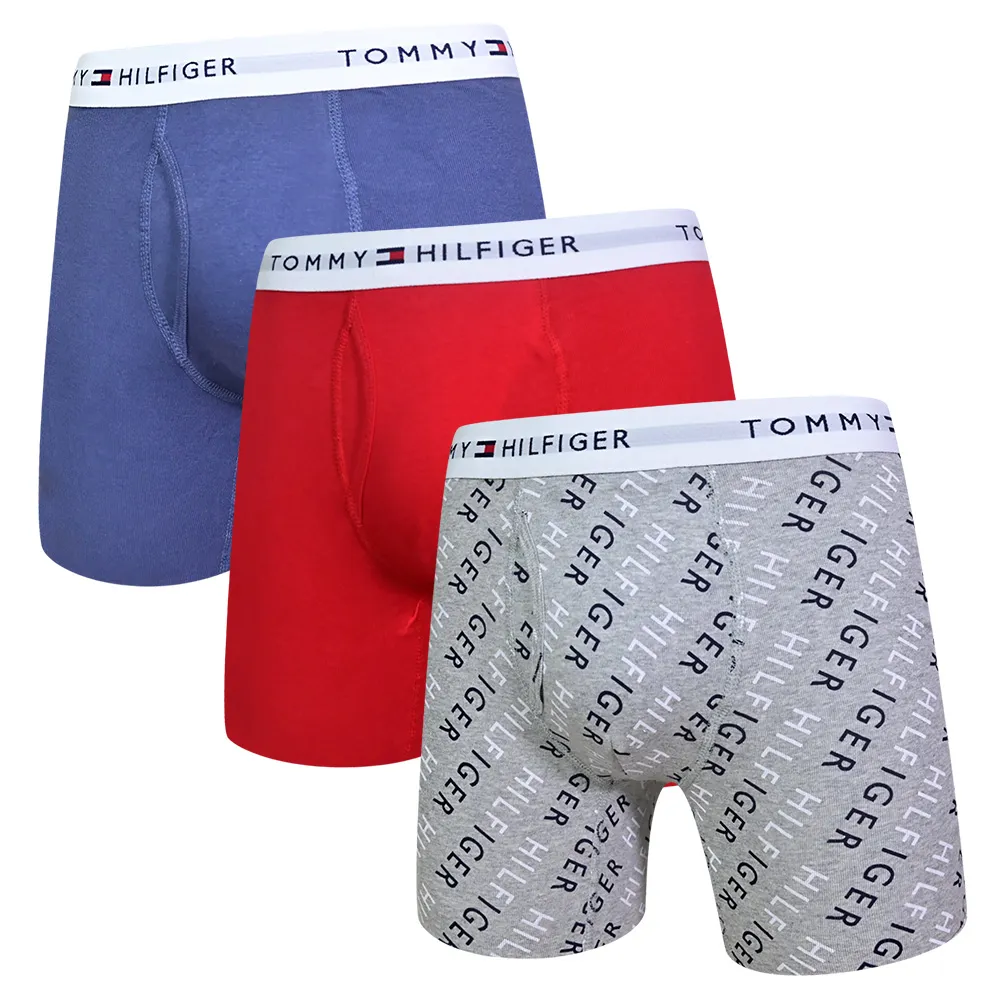 【Tommy Hilfiger】男內褲 3件組 純棉 四角內褲(長版貼身 寶藍+灰+黑 3件組) 歷史價格詳細信息