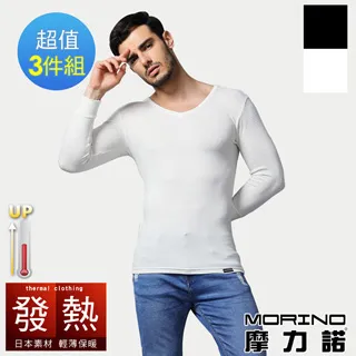 【MORINO摩力諾】發熱長袖V領衫2入組 歷史價格詳細信息