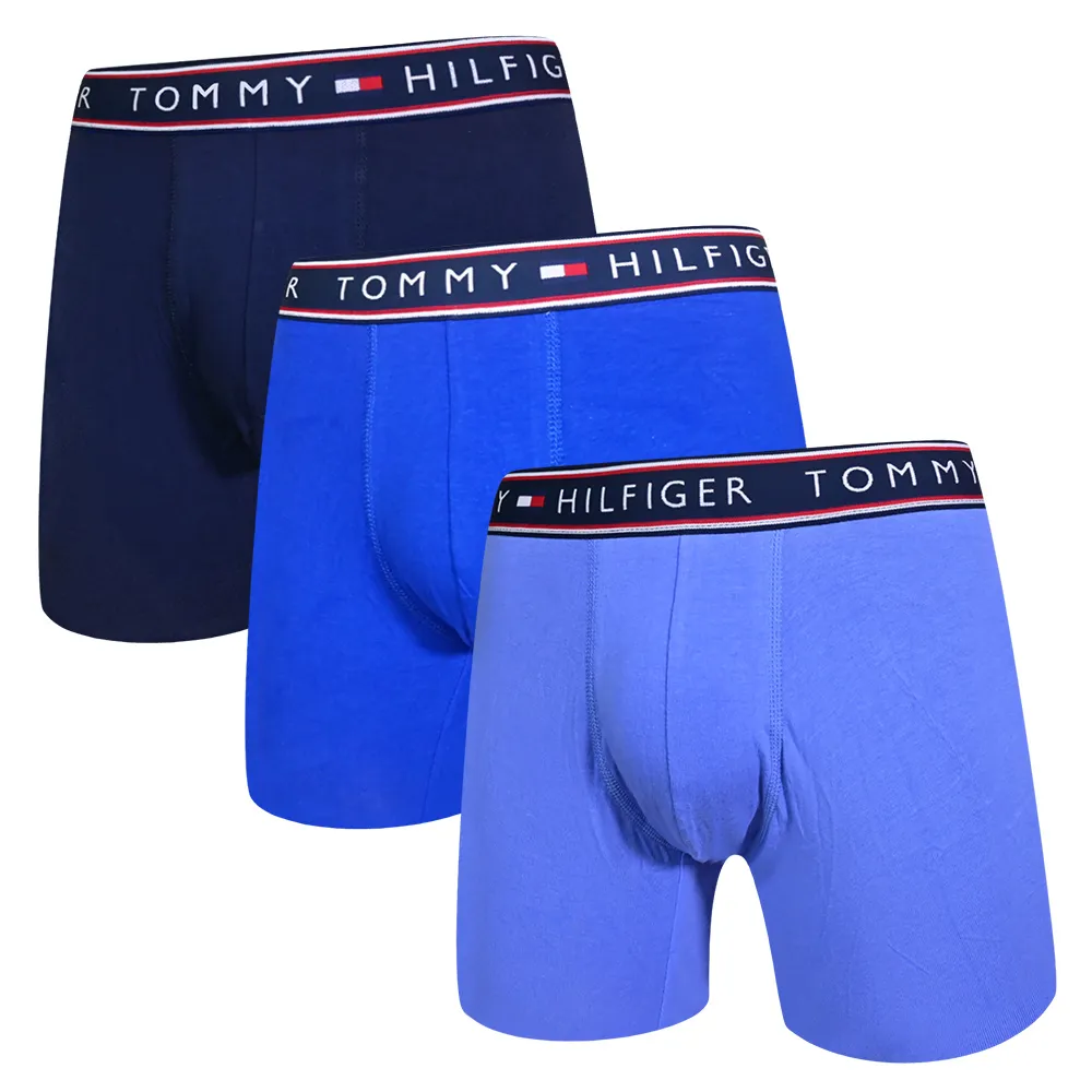 【Tommy】Tommy Hilfiger 男內褲 四角男內褲 純棉 中低腰 超值3件盒組／紅+藍+灰-三色 歷史價格詳細信息