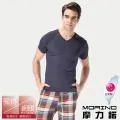 (僅剩M號)男內衣 速乾涼感短袖V領內衣-淺藍色(一件)MORINO摩力諾 歷史價格詳細信息
