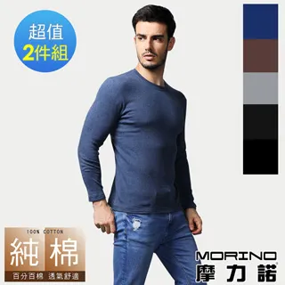 【MORINO摩力諾】長袖棉毛彩色圓領衫2入組 歷史價格詳細信息